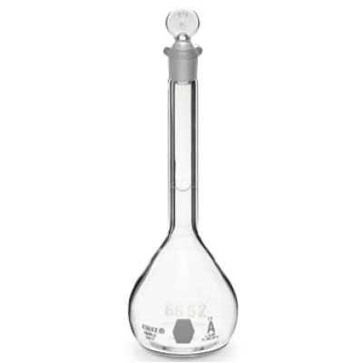 Matraz volumétrico de vidrio clase A  aforado  25 ml con boca y tapón esmerilado