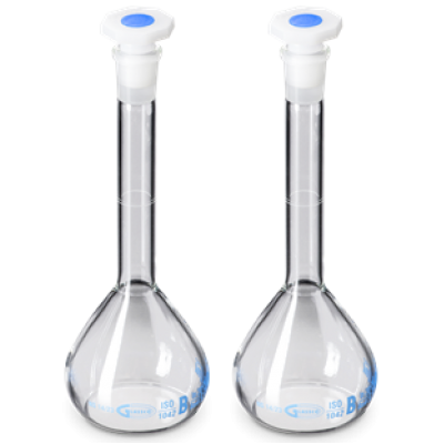 Matraz volumétrico de vidrio clase B  aforado  10 ml con tapón de plástico