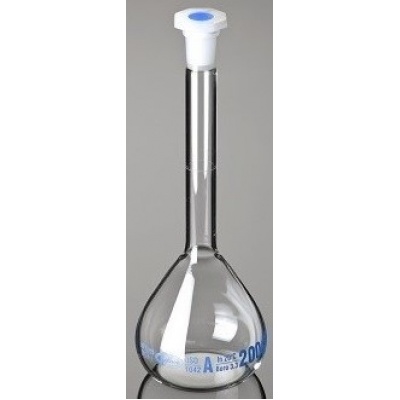 Matraz volumétrico de vidrio clase A  aforado  50 ml con boca y tapón esmerilado